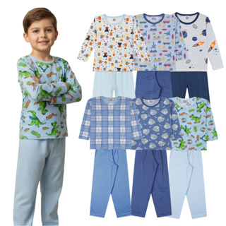 Kit 2, 4 ou 6 peças Pijama Infantil Menino | Pijamas Infantis Tamanho 2 ao 16 Anos | Pijama infantil inverno em Oferta na Shopee