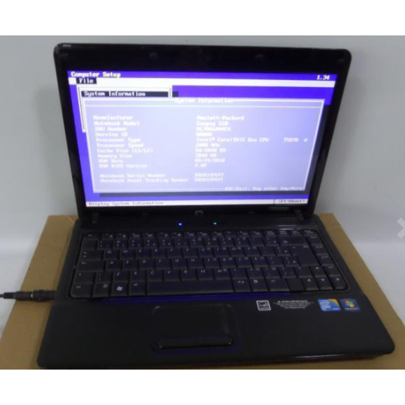 Notebook Compaq 510 - Core 2 Duo T5870 - Memoria Ram: 4GB - HD: 250GB ...