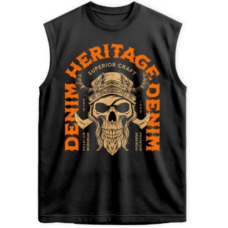 Regata Oversized Vintage Skull Heritage Denim Apparel Treino Academia Maromba Camiseta