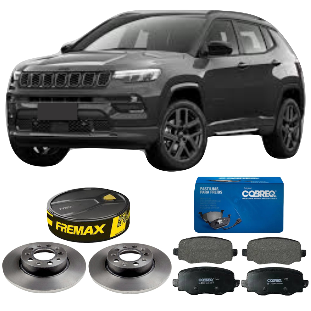Kit De Disco De Freio Fremax + Pastilha Cobreq Traseira Jeep Compass 1. ...