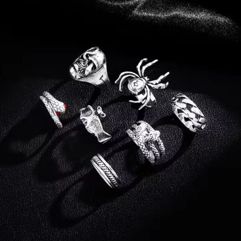 Conjunto De 7 Anéis Com Design Exclusivo Vintage Criativo