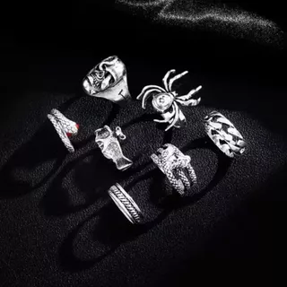 Conjunto De 7 Anéis Com Design Exclusivo Vintage Criativo