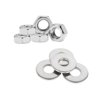 Kit 10-100 Porca Sextavada + Arruela Lisa Aço Galvanizado M6 M8 Durável Alta Resistência XTRONIC