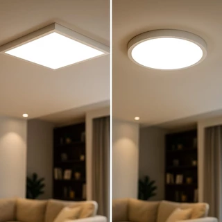 Painel Plafon Luminária Led Sobrepor Slim Quadrado Redondo