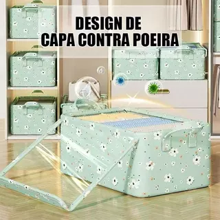 Caixa De Armazenamento De Roupas Dobrável Brinquedos Com Tampa Acabamento De Cesta Nova Flor Quebrada em Oferta na Shopee