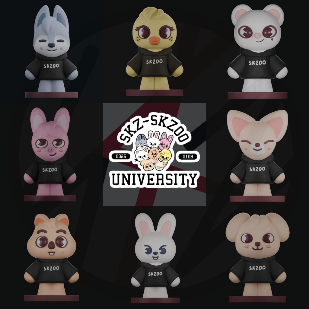 Skzoo Stray Kids Miniatura 3D - Conjunto 8 Mascotes SKZ Stay Kpop