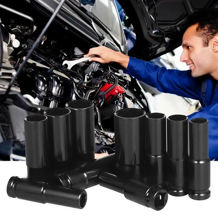 10PCS 8mm-24mm Conjunto De Soquetes De Impacto Longo Preto Ferramentas Redutor