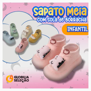 Meia para Sola Sortida Bebê com Emborrachada Antiderrapante Infantil Menina Menino 0 a 3 anos em Oferta na Shopee