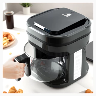 OKICASA Air fryer Recipiente de vidro de 4,5 L Preto Tela sensível ao toque inteligente Fritadeira de Ar 1350W 127V em Oferta na Shopee