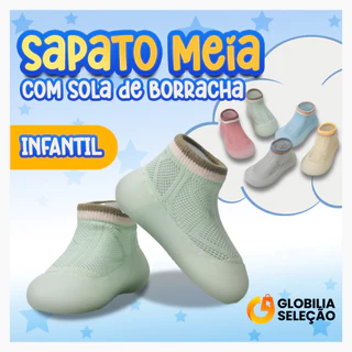 💓Meia com Sola Sortida Bebê com Emborrachada Antiderrapante Infantil Menina Menino 0 a 3 anos em Oferta na Shopee