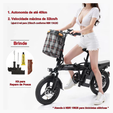 🔥Parcelamento disponível SKYBOARD Bicicleta Elétrica Dobrável Bivolt 48V20Ah autonomia 45km farol LED suporte de celular