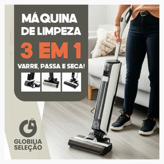 Máquina de limpeza 3 em 1 aspirar, lavar e secar Bivolt motor de tração bateria extra grande inclui balde de autolimpeza em Oferta na Shopee