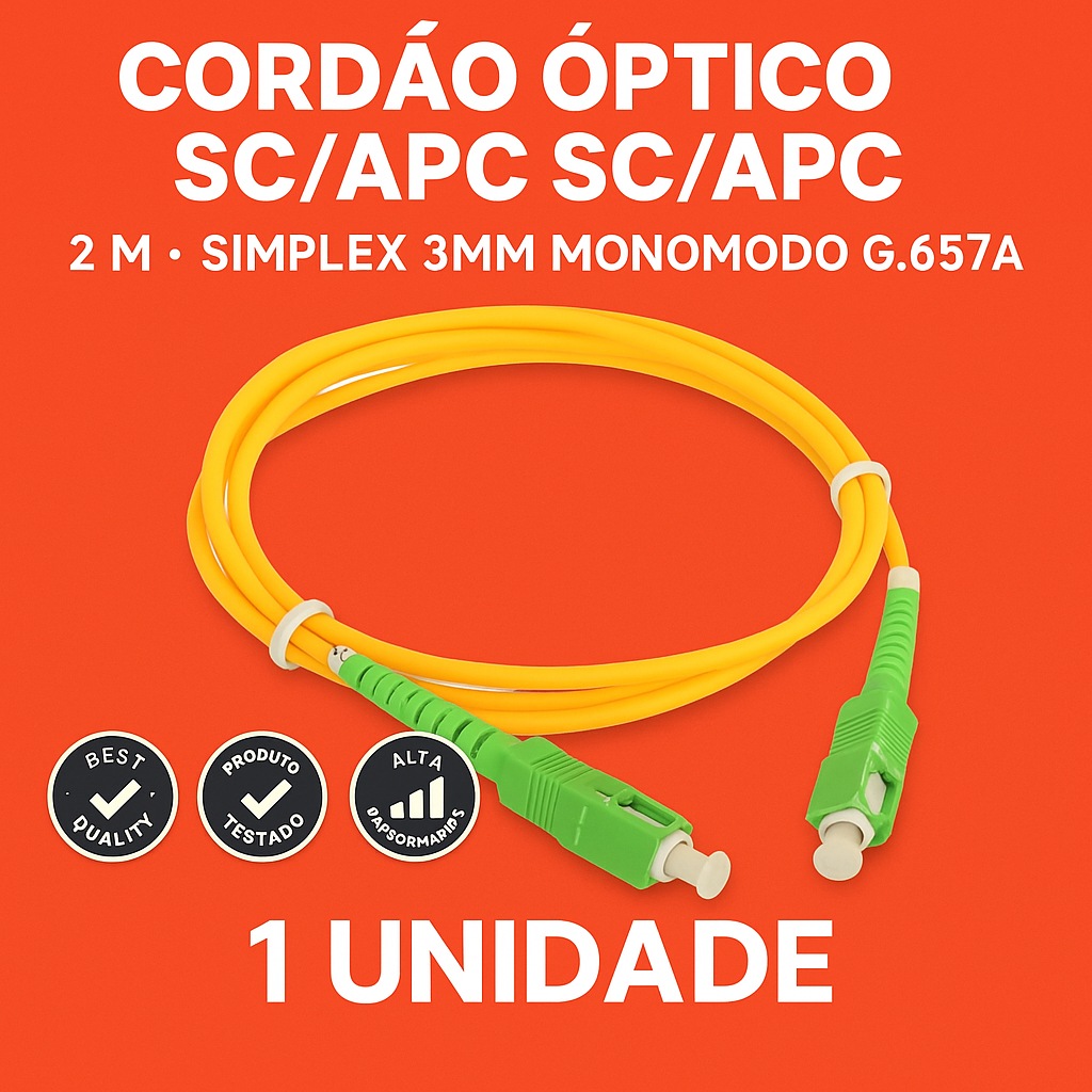 Cabo de Fibra Óptica SC APC x SC APC Monomodo 1M a 20M | Patch Cord ...