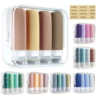Kit Viagem 4 Frascos Silicone Pote 90ml Shampoo Creme em Oferta na Shopee