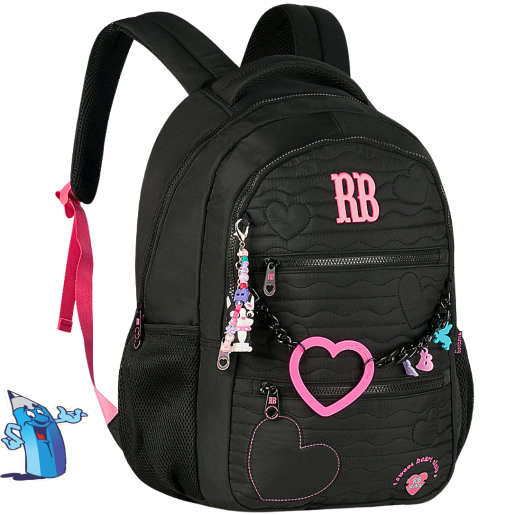 MOCHILA DE COSTAS REBECCA BONBON BORDADO C/CHAVEIRO MIÇANGA