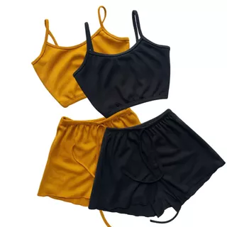 Mit Lingerie Kit 2 Pijama Feminino Roupa De Dormir Baby Doll Em Suede em Oferta na Shopee