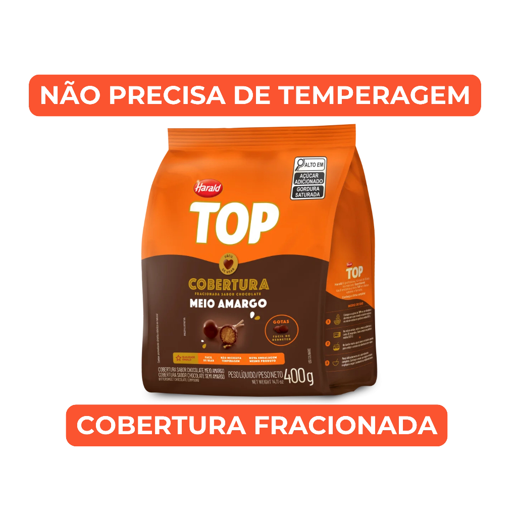 Gotas Top Meio Amargo Harald 400g Cobertura Fracionada
