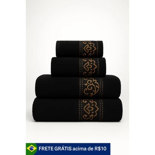 Kit 4 Toalhas Exuberance – 2 Banho 70x140cm 420g + 2 Rosto 45x70 Algodão Premium – Alta Absorção