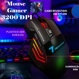 Mouse Gamer 3200Dpi de Alta Performance Precisão, Velocidade Conforto melhor Durabilidade serve PC Notebook Mobilador