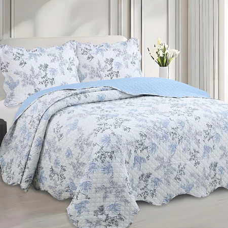 Kit colcha cobre leito king 3 peças estampada