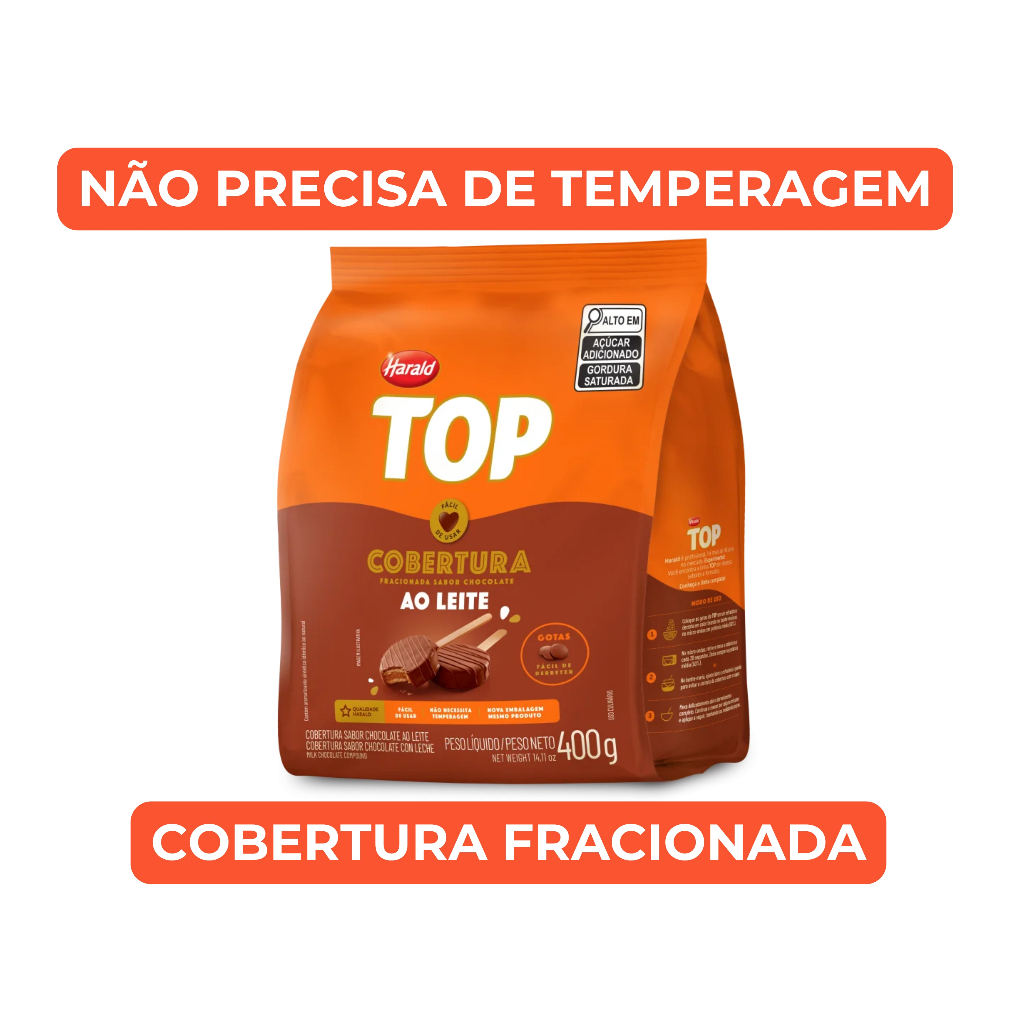 Cobertura Fracionada Harald Top Ao Leite Gotas 400g para Con