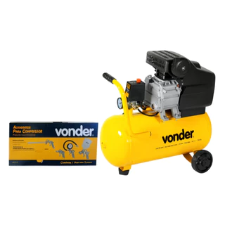 Compressor Vonder MCV216 120 PSI 1/3hp + Kit Pintura Vonder 5 Peças  Monofásico  Amarelo em Oferta na Shopee