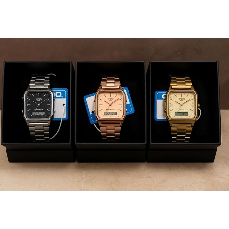 Relógio Digital e Analógico Casio Unissex Vintage Dourado, Prata e Rosê ...