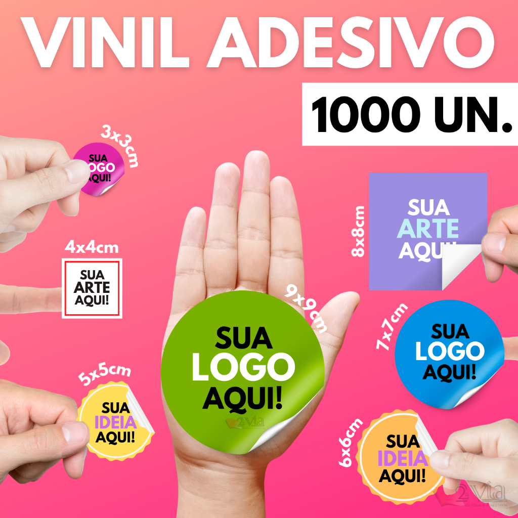 1000 Adesivos Em Vinil Personalizados | Etiqueta Adesiva em Vinil 3x3 ...