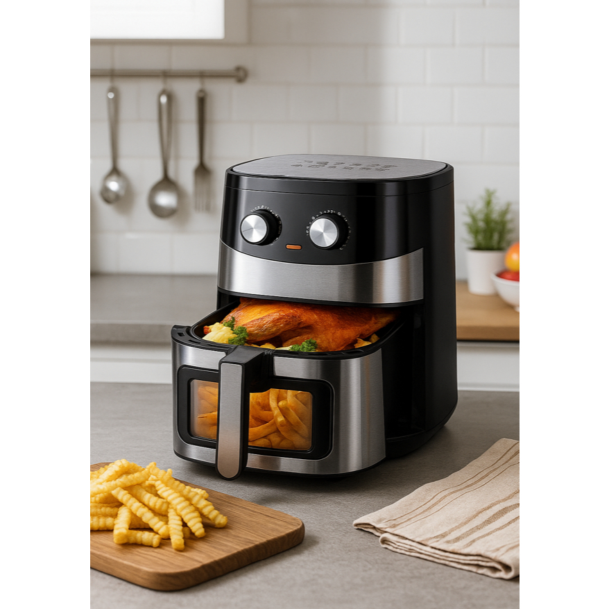 Air Fryer Fritadeira Elétrica Sem Óleo 6,5L Inox Com Visor 1