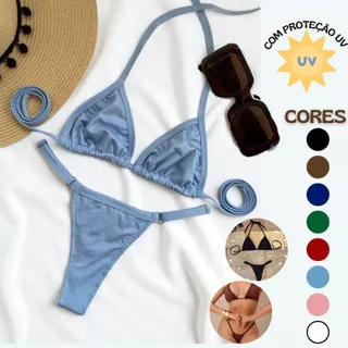 Biquíni Fio Dental Cortininha Moda Praia Verão C Regulagem P Bronze em Oferta na Shopee