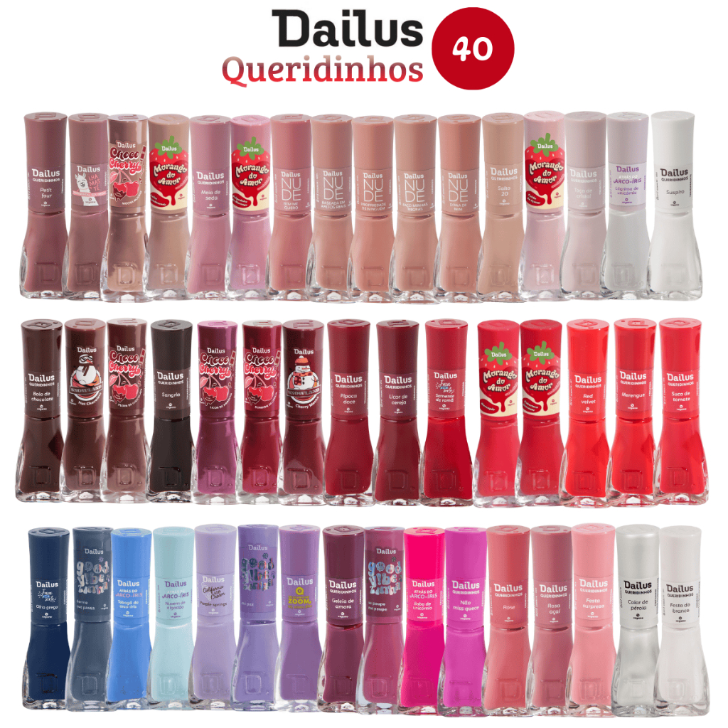 KIT 40 ESMALTES DAILUS Tons Nude Vermelho, Lilas, Rosa, Preto  - ENVIO IMEDIATO ATACADO em Oferta na Shopee
