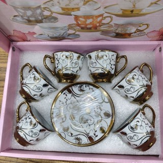 Xícara de café kit com 12 peças de Cerâmica em porcelana — foto 8 — Achou Levou Brasil