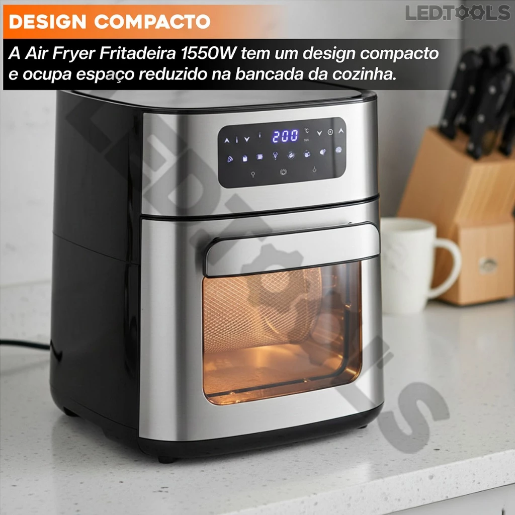 Fritadeira Eletrica Airfryer Sem Óleo 12l Antiaderente Preto