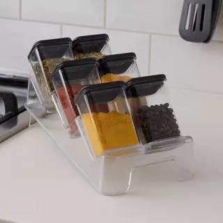 Organizador de Temperos Porta Condimentos Pote Hermético 6 Unidades 180ml