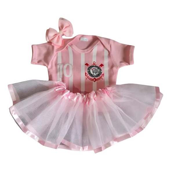 Kit Luxo 3 Peças Body Corinthians Rosa Bebê Temático Bori 100% Algodão ...