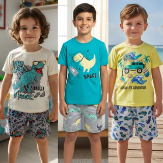 Kit 3 Pijamas Infantil Menino Sortidos de  Verão ou 6 peças Promoção Atacado em Oferta na Shopee