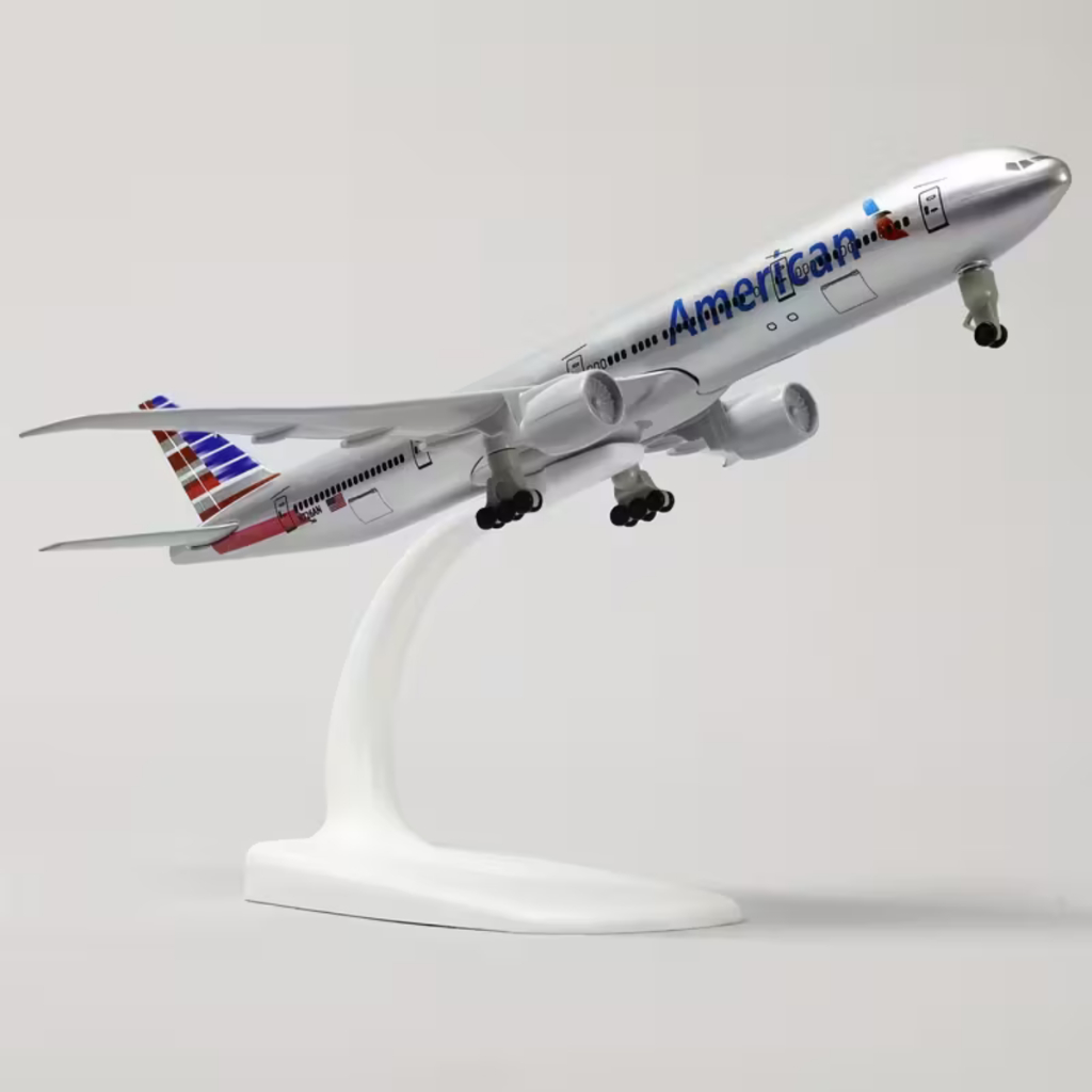 Miniatura Avião Metal Boeing 777 American Airlines 20cm Rodas