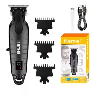 Máquina De Cortar Cabelo Acabamento Kemei KM-2293 Original Visor LCD Barbeador Elétrico - Bivolt