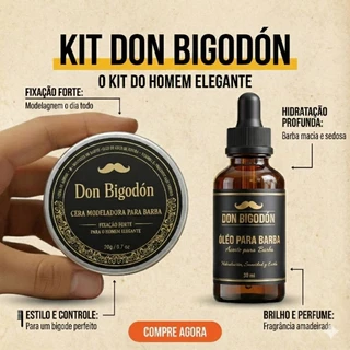 Kit Barba com cera e óleo Auxilio no Crescimento Hidratação e modelagem Don Bigodón