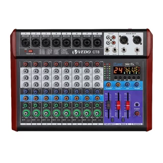 VEDO Mesa De Som 8 Canais Bluetooth Consolas Com Placas Digitais Gravacäo USB Flash Drive/OTG 24DSP Phantom De 48V em Oferta na Shopee