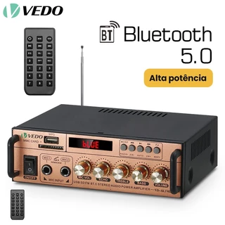 VEDO Amplificador de Áudio Digital Bluetooth VD-AK198E 300w*2 Bass 110-240V com FM USB SD Hifi Para Home Cinema Karaoke em Oferta na Shopee