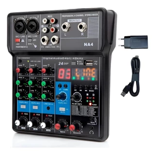 TEYUN 4 Canais Mesa De Som NA4 Console De Mixagem Profissional 24DSP Bluetooth Entrada USB/PC Para Karaokê Bivolt