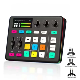 VEDO Placa De Som Profissional Ao Vivo Com Efeitos De Mixagem De DJ e Trocador De Voz +48V Phantom Redução De Ruído em Oferta na Shopee