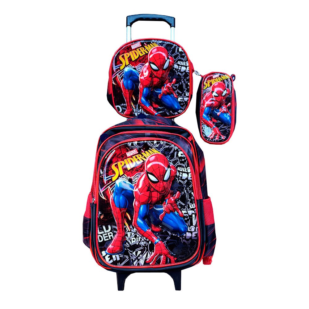 Kit Mochila do Homem Aranha com Rodinhas em 3D + Lancheira Térmica ...