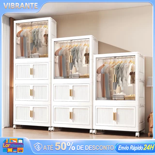 🏡caixa organizadora armario armazenamento dobrável empilhavel com porta rodinhas multiuso 3 portas em Oferta na Shopee