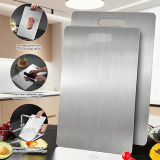 Tábua de Corte Aço Inox 304 Antibacteriana Anti Mofo Ideal para Carnes Legumes Churrasco — VISTA