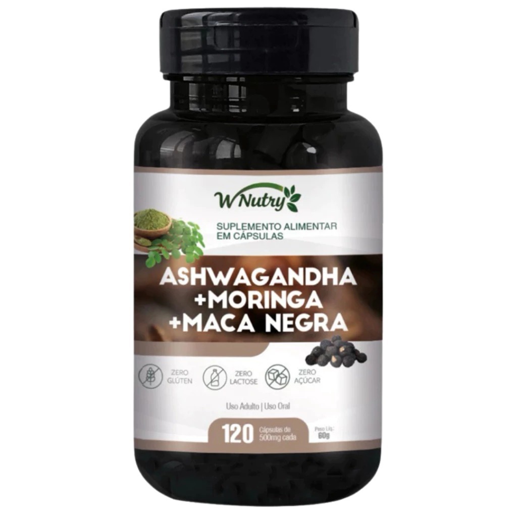 Ashwagandha + Moringa + Maca Negra – Equilíbrio, Energia e Bem-Estar Envio imediato