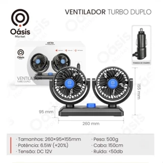 Ventilador Automotivo Giratório Duplo 12v Alto Fluxo De Ar Ajustável Para Carro Van Caminhão 2 Velocidades em Oferta na Shopee