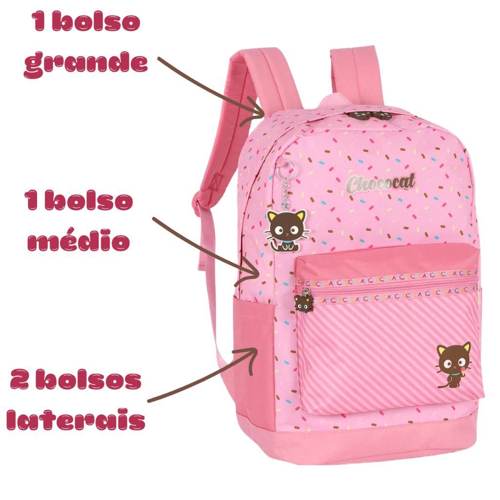 Mochila Chococat Amigos da Hello Kitty Sanrio Oficial 18 Litros