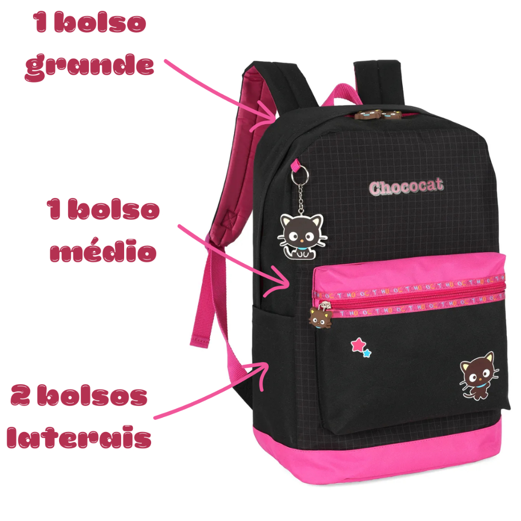 Mochila Chococat Amigos da Hello Kitty Sanrio Oficial 18 Litros